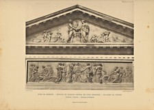 grande stampa 1905 " le style luigi xv1 " ecole de medecine " fronton du pavillon