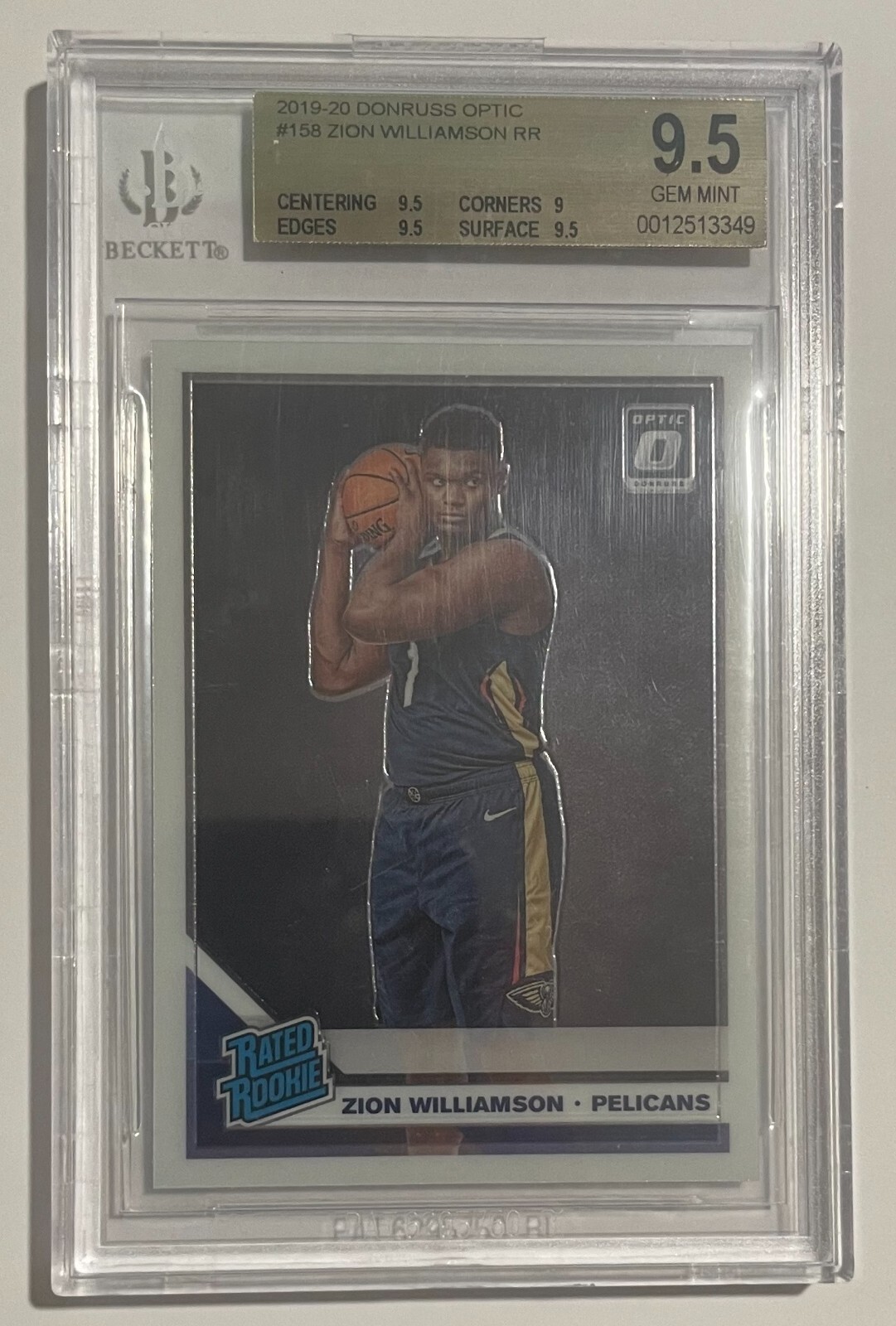 2019-20 Panini Donruss Optic Zion Williamson Rated Rookie #158 BGS 9.5 PELICANS