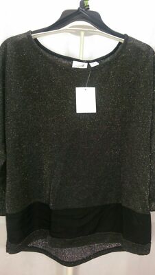 Women's Holiday Blouse Sparkle Black by Jaclyn Smith, Blue Size S,M,L, XL