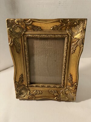 Vtg Wood Gilded Art Picture Sz 5  X 7  Photo Frame Painting Beautiful Free Stand
