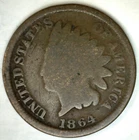 1864 Indian Head Bronze Penny One Cent 1c US GOOD Coin