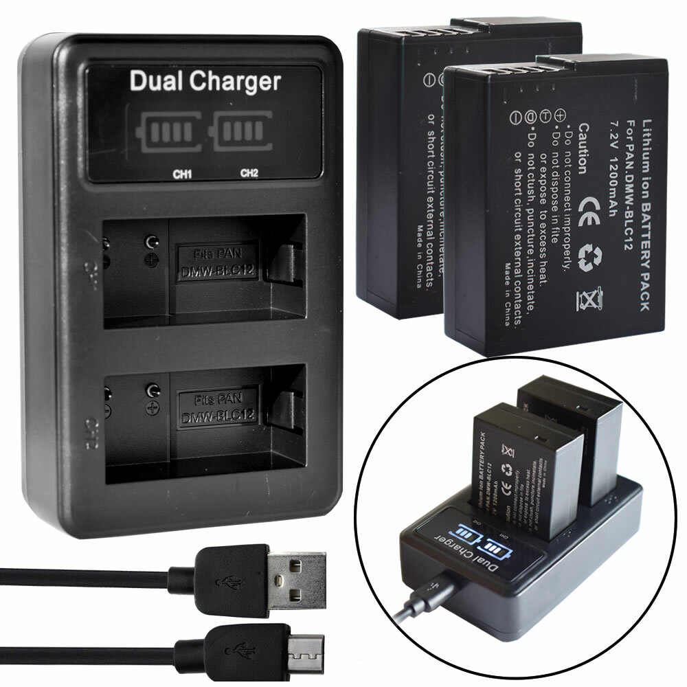 Battery or LCD Charger for Panasonic Lumix DMC-G7, DMC-G70, DMC