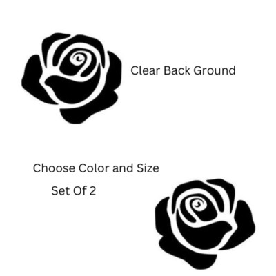Rose Head Flower Decal - 2 Pack Flower Stickers - Choose Color Size Vinyl Decal