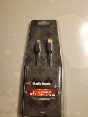 Radio Shack 6 ft (1.82m) Digital IEEE 1394 Cable 15-1069 4 pin to 6 pin NEW