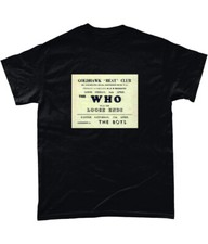 The Who Goldhawk Beat Club 1965 Ticket Stub T Shirt Pete Townshend Keith Moon