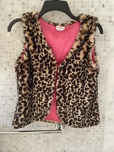 HANNA ANDERSSON Size 160 (US 14) Faux Leopard Fall Vest soft Winter pink Top EUC