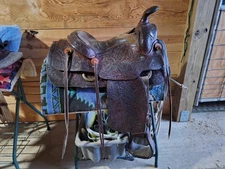 Macpherson Leather 15" Cutting Horse Saddle Tooled Design