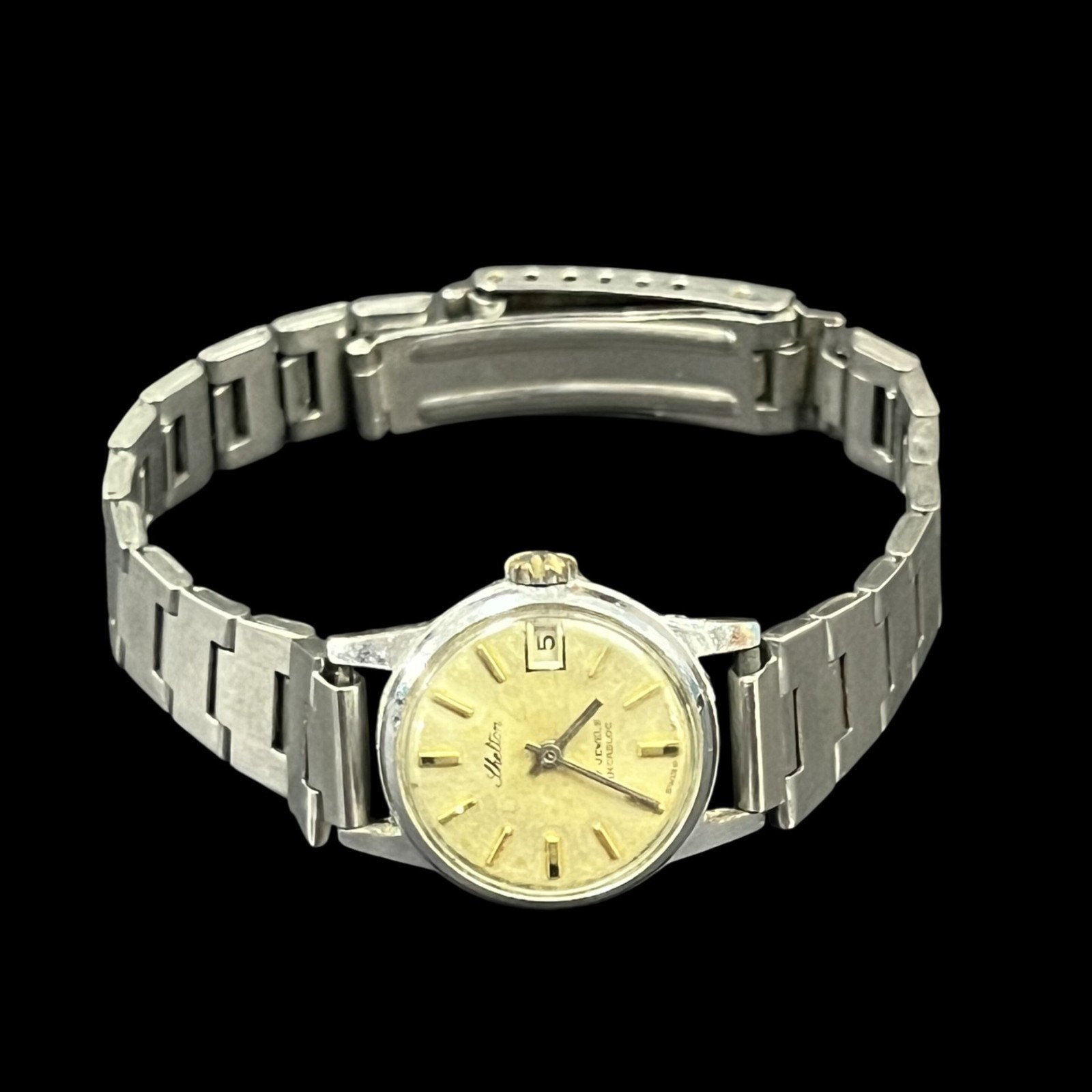 Vintage Shelton Men’s Swiss Watch 17 Jewels Incabloc Yellow Dial