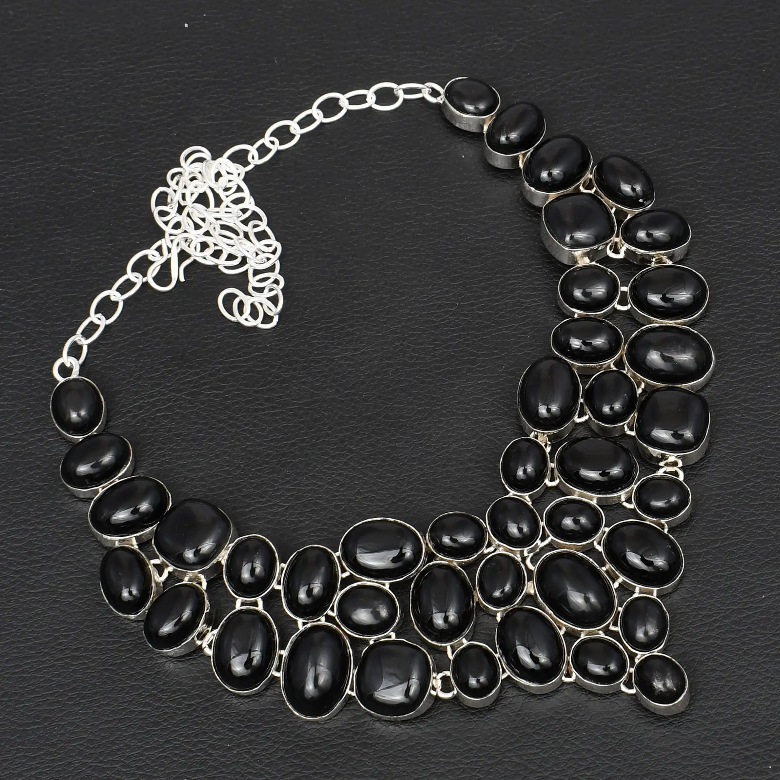 Black Onyx Gemstone Handmade Big Necklace Jewelry For Women 127 Gms LBN-9203