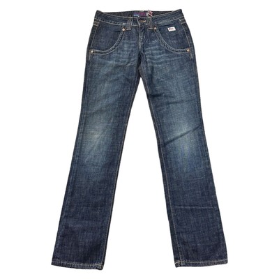 Roy Roger Skinny Slim Denim Jeans Dark Wash Zip Fly Italy Blau Damen W30 L33