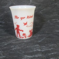Vintage 1950's Hazel Atlas Kids Glass  Be Ye Kind  Milk Glass