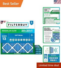 20x20x1 Air Filter MERV 13 Optimal Smoke  Allergy Defense 4-Pack, Electrosta...