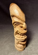 Wood Tiki Totem Hand Carved 10  Tall Natural Wood Maui 1995 Hawaii Kalaha