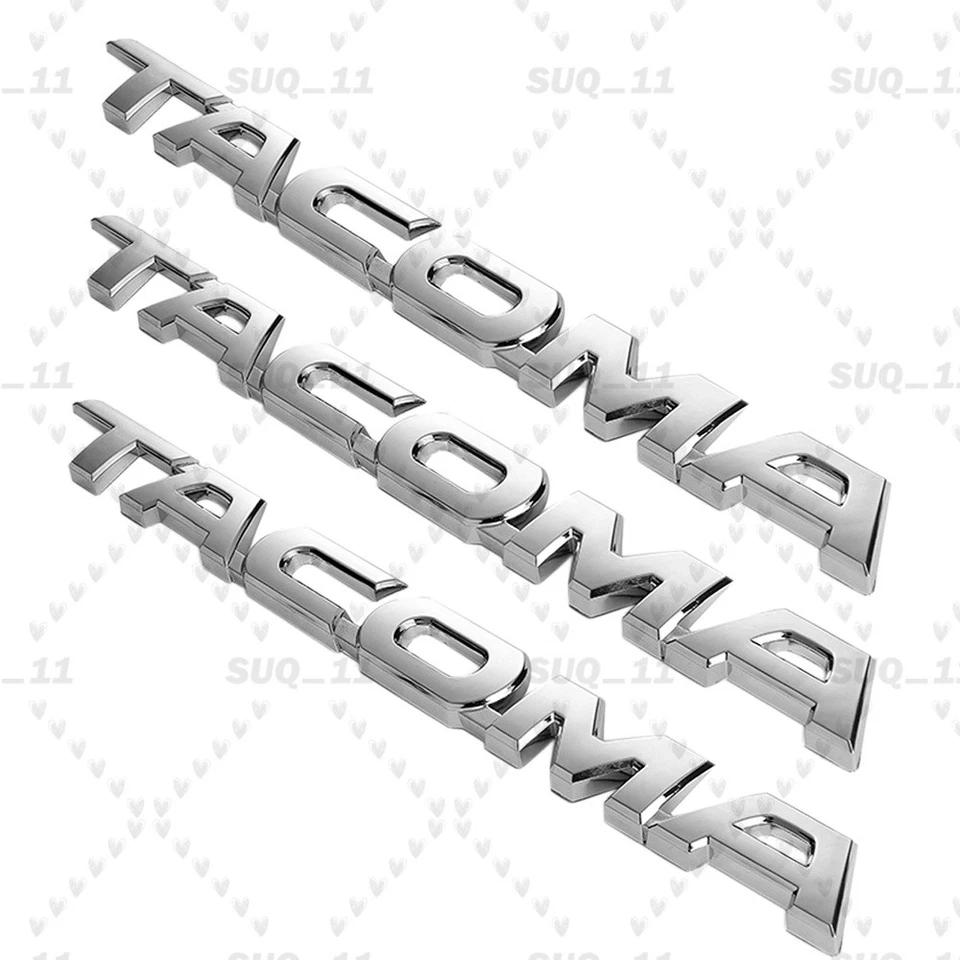 3PCS For 2005-2015 Tacoma Emblems Letter Badges Chrome Side Door & Rear Rear Kit Foto 4 de 4