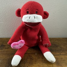 Vtg Dan Dee Sock Monkey Plush Red w/ Heart Collectors Choice 18" Stuffed Animal