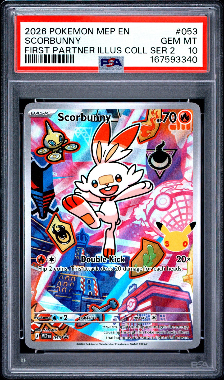2026 POKEMON MEP EN-ME BLACK STAR PROMO #053 SCORBUNNY PSA 10