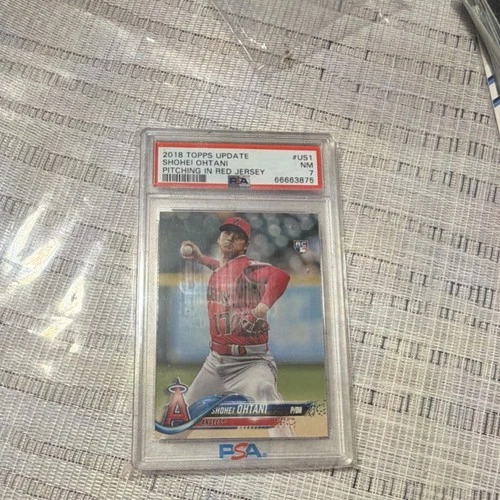 2018 Topps Update Series Shohei Ohtani US1 Rookie PSA 7 Pitching Red Jersey