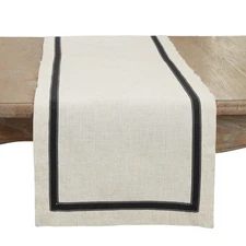 Grosgrain Accent Table Runner, Black, 16"x90"