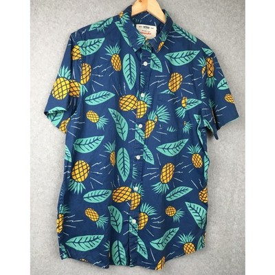 Urban Pipeline Mens Pineapple Print Short Sleeve Button Up Shirt Size Large