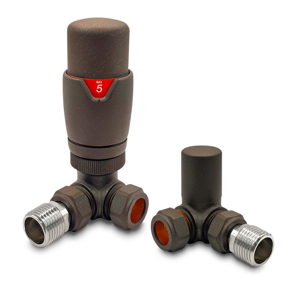 Corner Mocha Valves Thermostatic TRV Central Heating Radiator