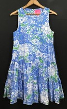 Lilly Pulitzer Trina Floral A-Line Cotton Dress in Suns Out Frenchie Blue Size S