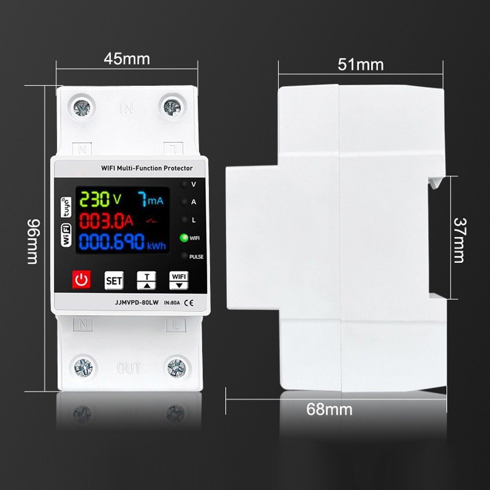 . WiFi 80A Intelligent Reclosing Protector Current Voltage Monitoring