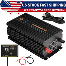 Power Inverter 2000W 4000W 12V DC to 110V 120V AC LCD Cable Car Boat RV D Auto