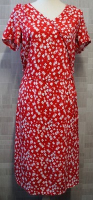 Amazon Midikleid 38 M Kurzarm Rot Ditsy Floral Print Sommerkleid Wickeloptik