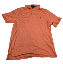 Polo Ralph Lauren Mens Polo Shirt L Classic Fit Orange Short Sleeve Solid Horse