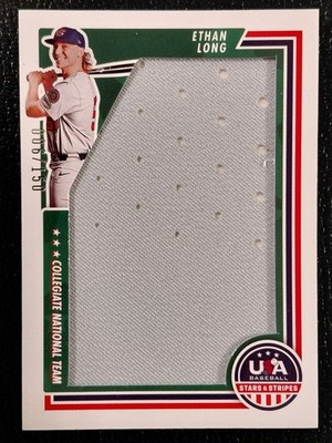 2022 Panini USA Baseball Stars & Stripes Jumbo Relic Ethan Long Patch /150