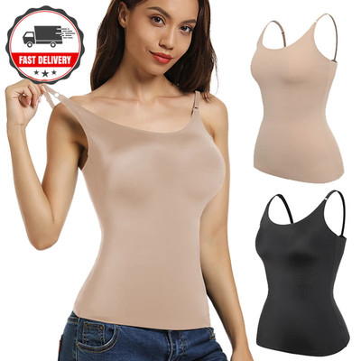 Frauen U-Ausschnitt Kompression Cami Bauch Kontrolle Body Shaper Camisole Tanktop