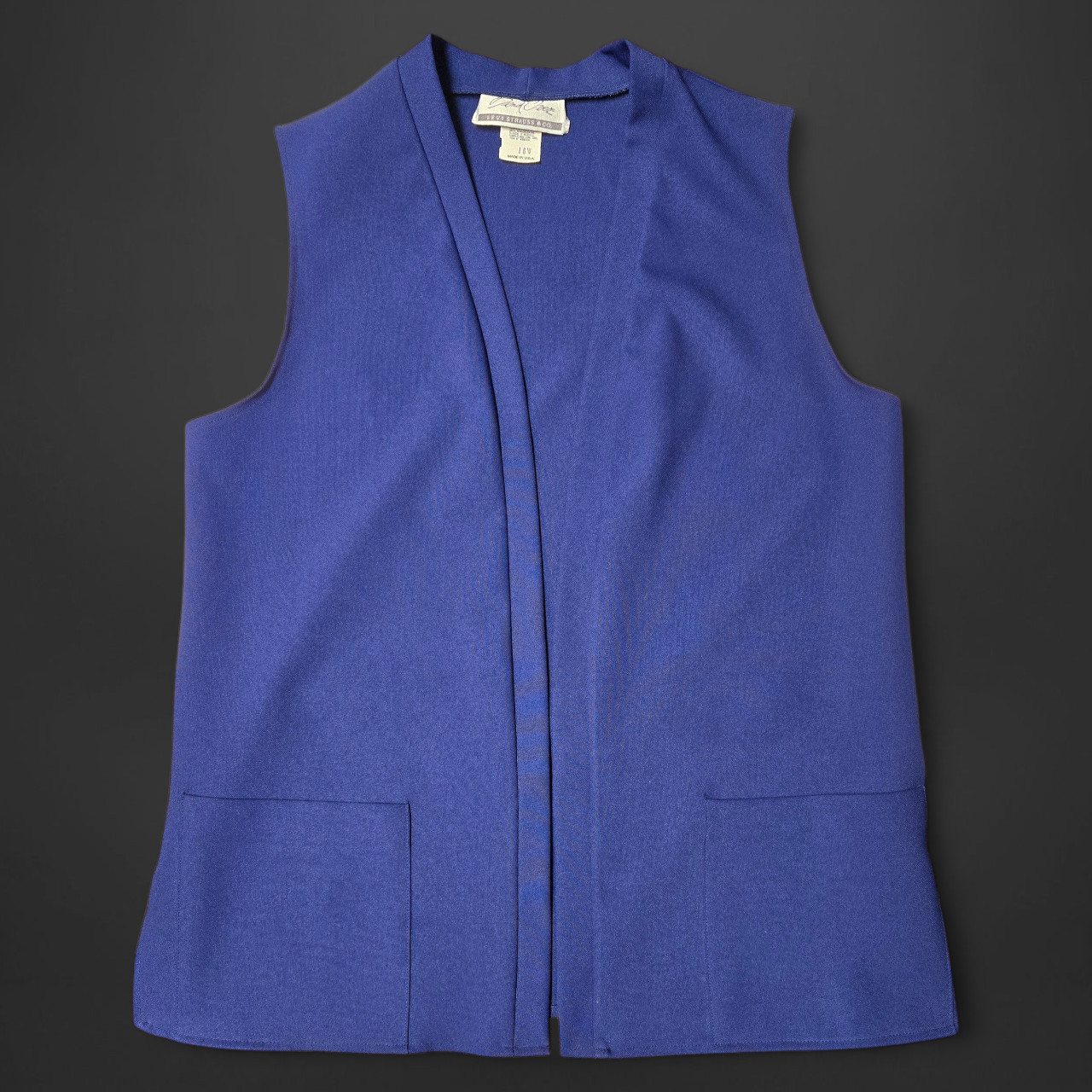 Vintage Vest 70s 80s Levi Strauss Bend Over Navy Blue Workwear Sleeveless 16W 1X