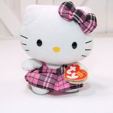 Ty Beanie Babies Hello Kitty Wearing Pink Plaid 6" Plush Stuffed Animal 2013