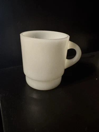 Vintage Anchor Hocking Fire King White Milk Glass Stackable Mug Cup