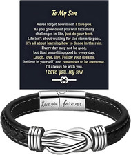 To My Son Infinity Knot Bracelet from Mom, Forever Linked Together Stainless