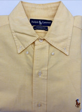 Ralph Lauren Shirt Mens Large Yellow Yarmouth Oxford Button Down Flesh Pony