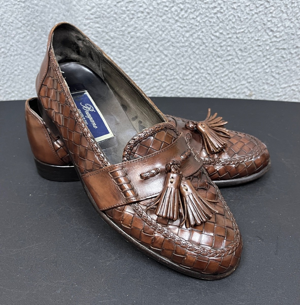 COLE HAAN Shoes Mens 9 M Brown Woven Leather Bragano Tassel