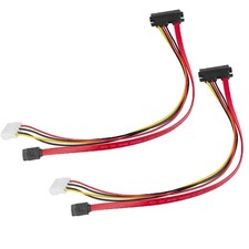 2X SATA Combo Cable Internal Desktop PC HDD DVD Drive 22pin Data 4pin Power Wire