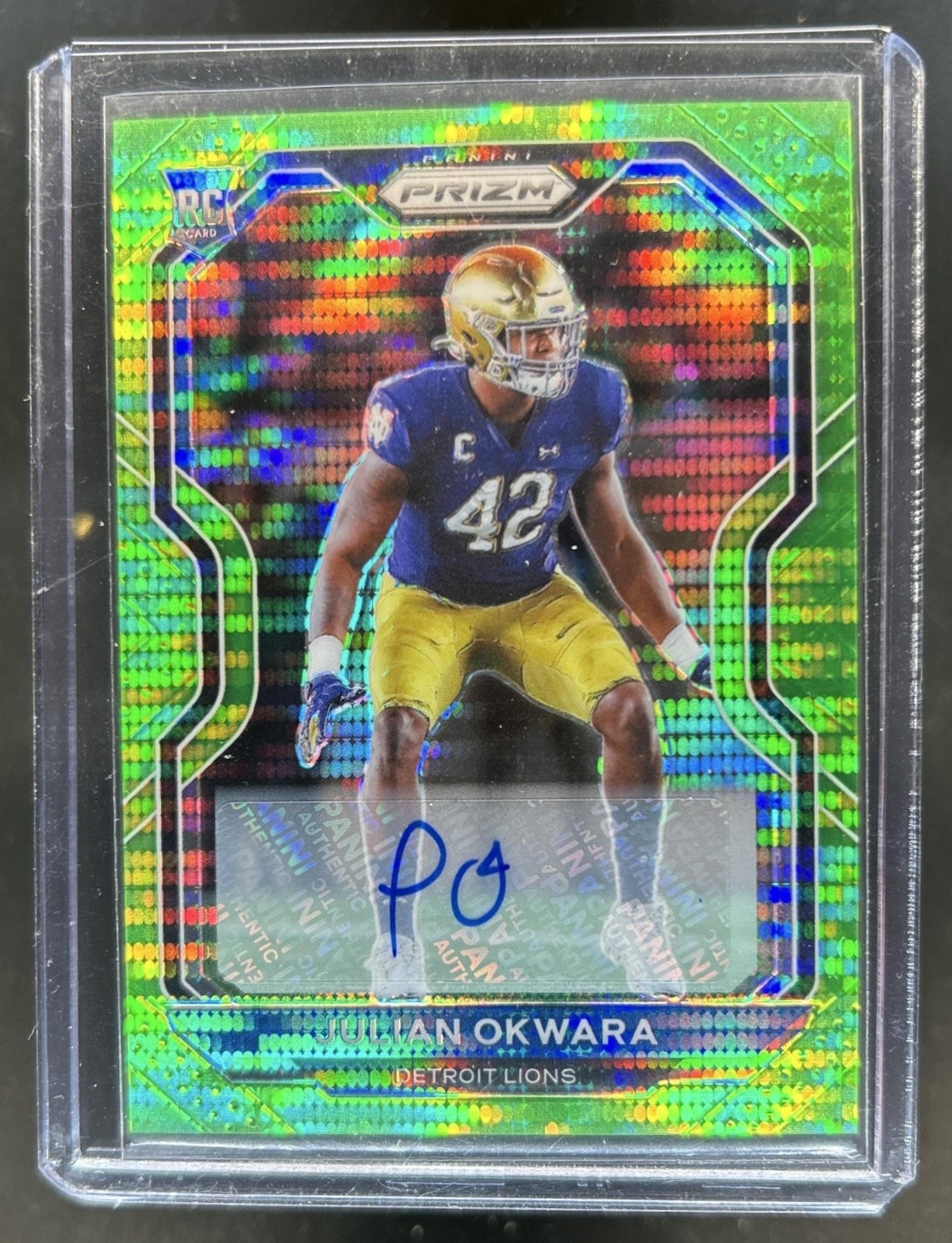 Julian Okwara Panini Prizm #361 Autograph-Neon Green Pulsar