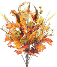 Artificial Autumn Flowers Maple Leaves Berries Fall Festive Harvest Foliage Ceme