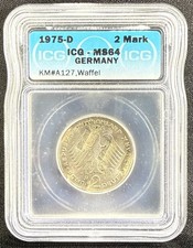 1975-D German 2 Mark MS64 Waffle Mint Canceled Error Coin