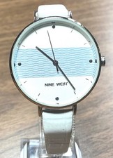 Nine West Women's Watch NW/2489 Silver Blue White Analog Quartz New Battery