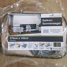 Floracord Balkon-Sonnensegel rechteckig Elfenbein 270x140cm UV95% inkl. Kordel