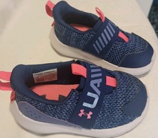 Under Armour Surge 3 Slip On Sneakers Shoes Blue/Pink Toddlers Size 5 K