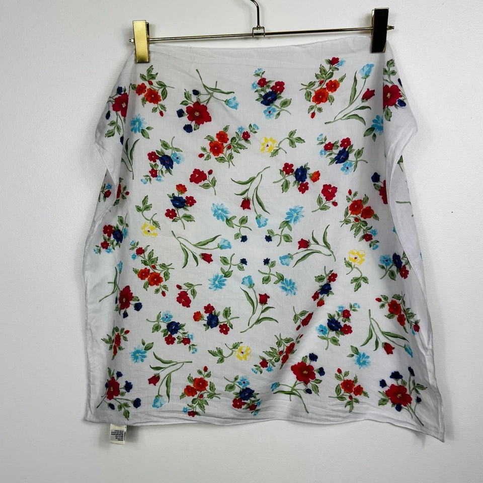GAP Vintage Bufanda Pañuelo Italia Blanco Floral Cuadrado Bolso Cartera Cabeza Algodón Foto 3 de 4