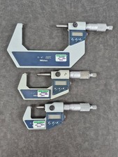 Mitutoyo 3pc Digital Micrometer Set 0-1" 293-721-30 1-2" 293-722-30 3-4" 293-724