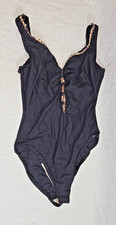 VTG 90s Sun Streak One Piece Swimsuit Size 10 Black Leopard Print Made in USA