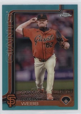2025 Topps Chrome Teal Refractor 136/299 Logan Webb #296 2y0