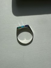 NIB .925 WOMEN'S STERLING SILVER Blue/ Green Azurite Stones RING SIZE 6  932 