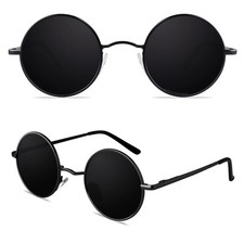 E01 Polarized Sunglasses with Case for Women Men Circle Round Retro Vintage S...